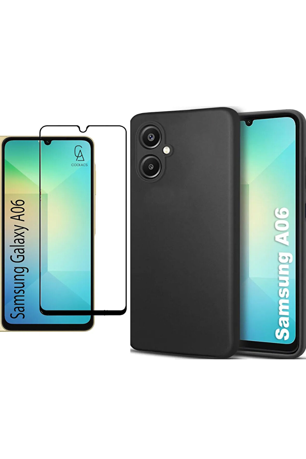 Samsung Galaxy A06 ile Uyumlu Telefon Kılıfı ve Tam Kaplayan Seramik Ekran Koruyucu 