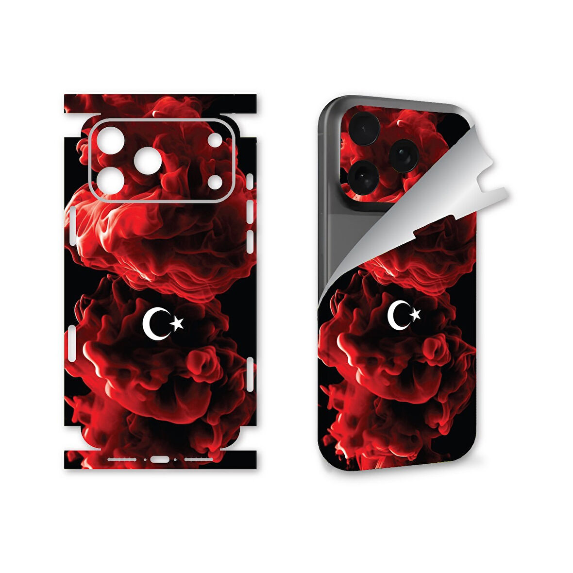 Apple Uyumlu İphone 17 pro max için full kaplama sticker çizilme önleme kılıfsız kullanım için BULUT BAYRAK