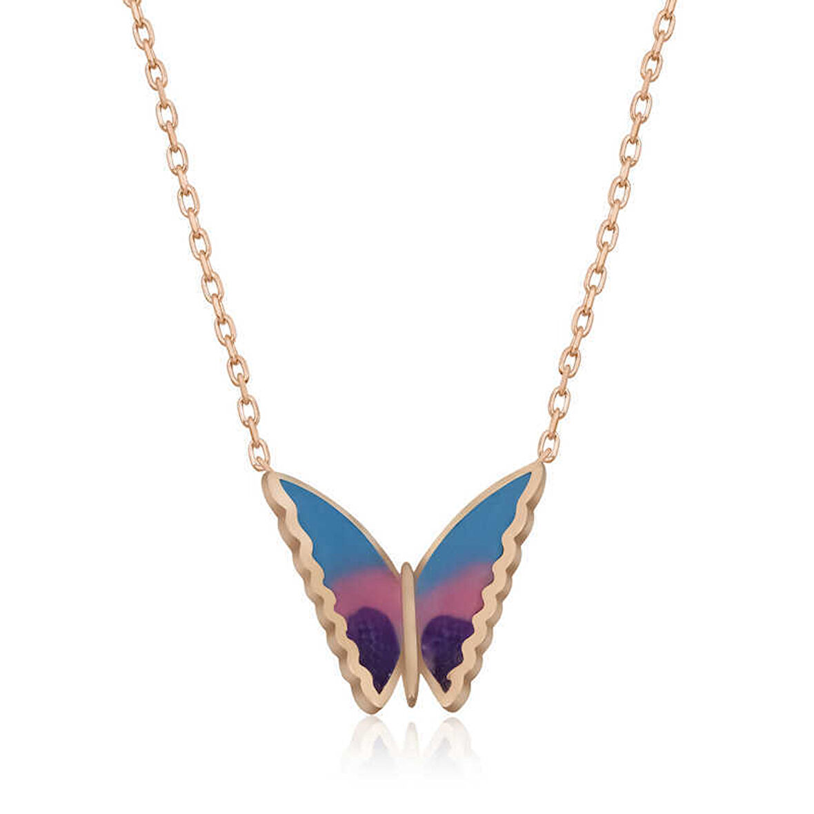 Gümüş Rose Minimal Kelebek kadin Kolye