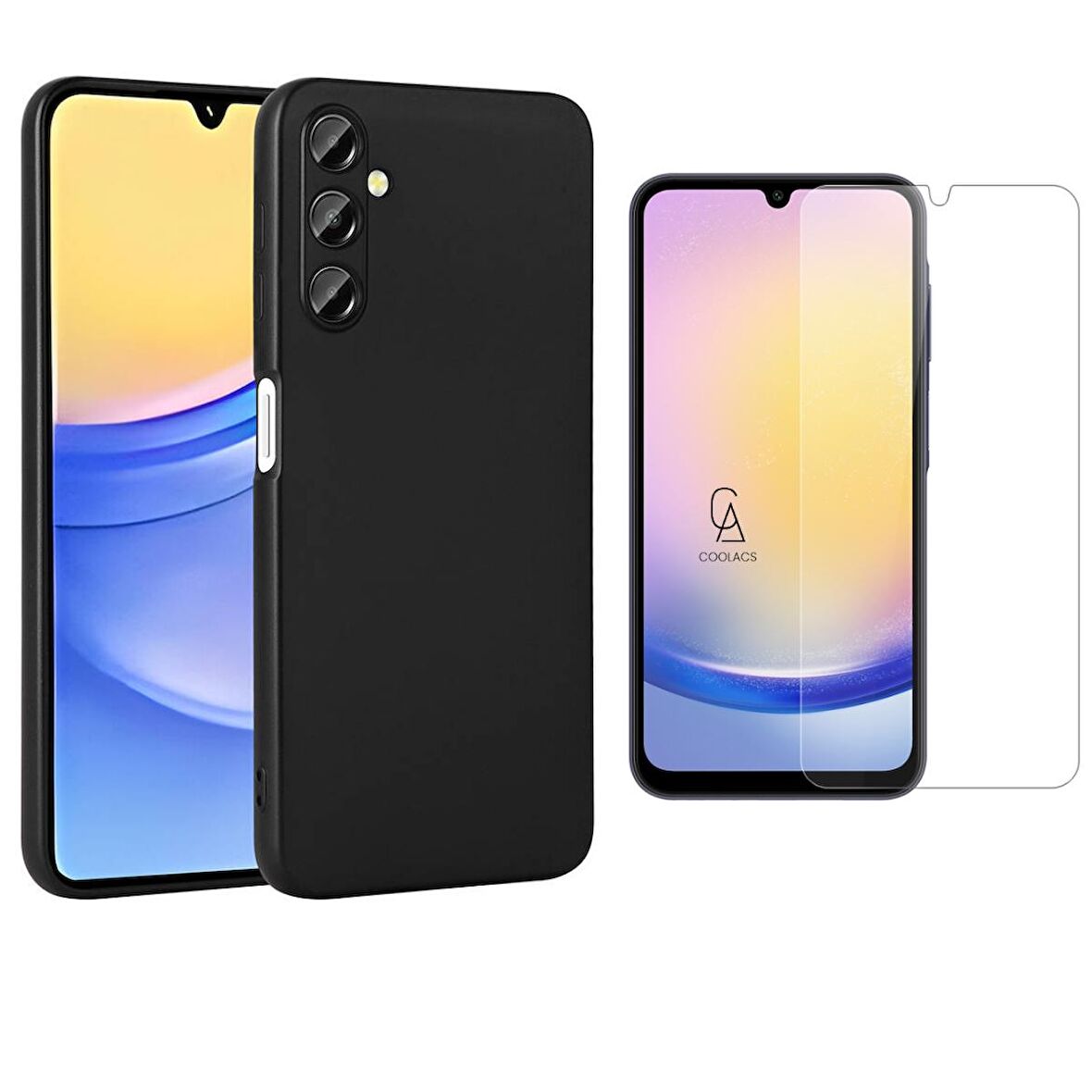 Samsung Galaxy A25 ile Uyumlu Kılıf Soft Yumuşak Telefon Kılıfı ve Temperli Cam Ekran Koruyucu