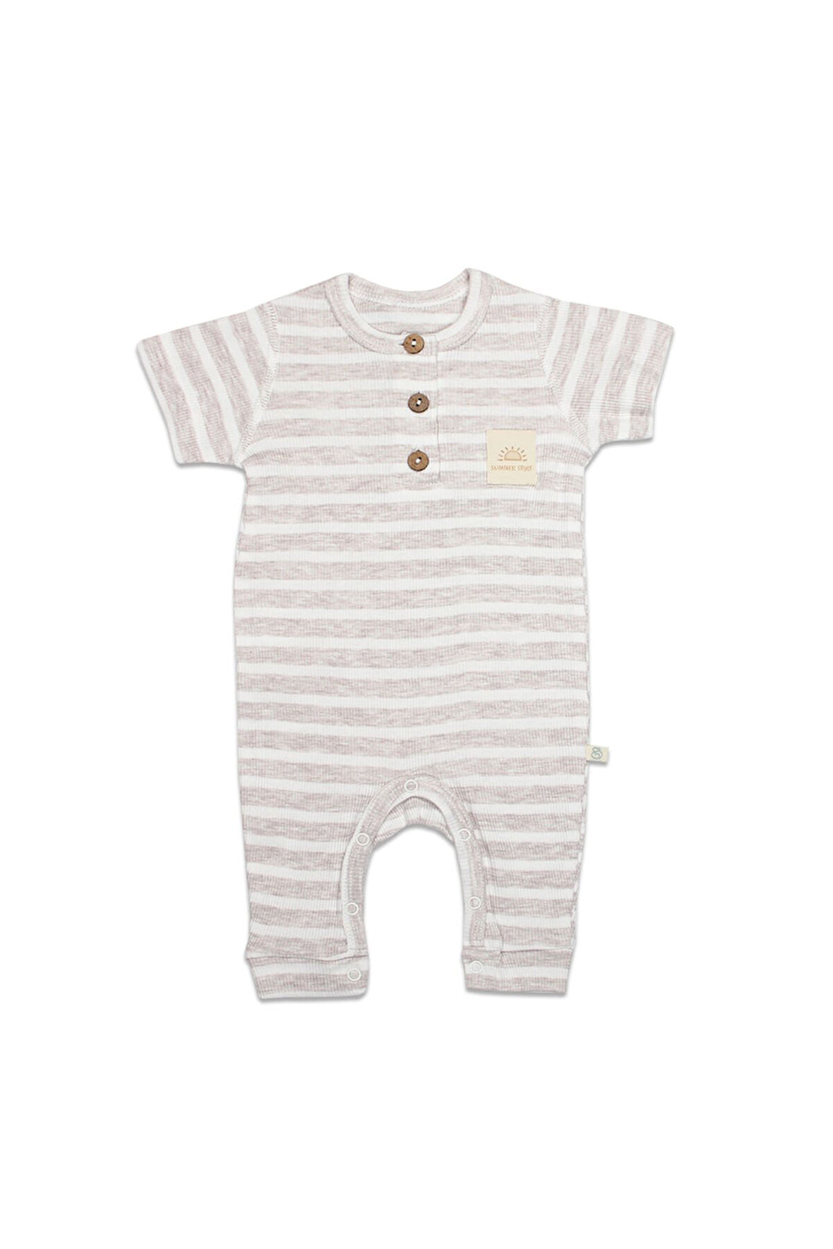 Bistyle Line Colors Yarım Kol Patiksiz Tulum 15126 Bej