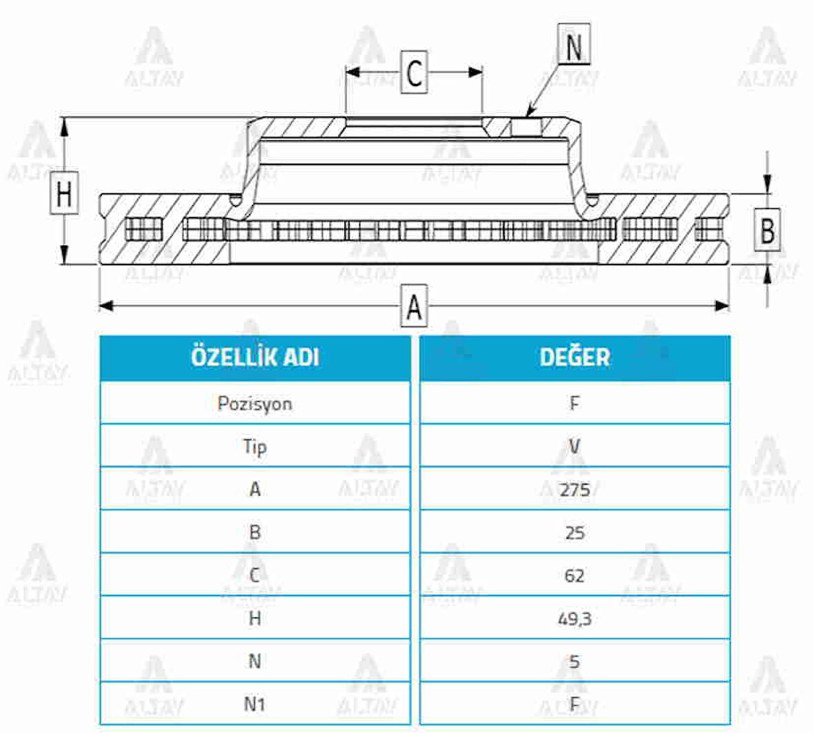 FREN DİSKİ COROLLA 2006-2013 DİZEL D4D / AURIS 2007-2013 / RAV4 2000-2005 BENZİNLİ ÖN HAVALI 273-5 4351202180 (2 ADET)