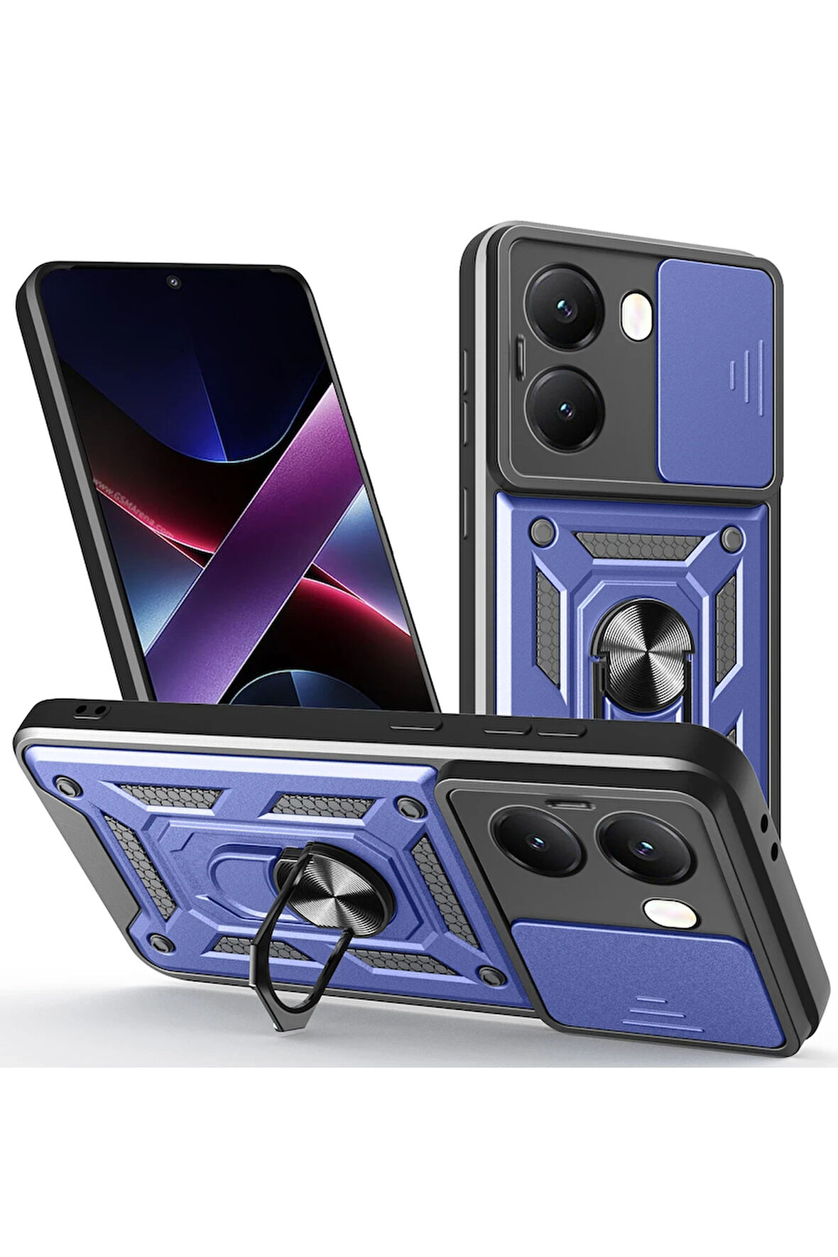 Xiaomi Poco X7 Pro ile Uyumlu Kılıf Magnetik Standlı Kamera Korumalı Sürgülü Kapak