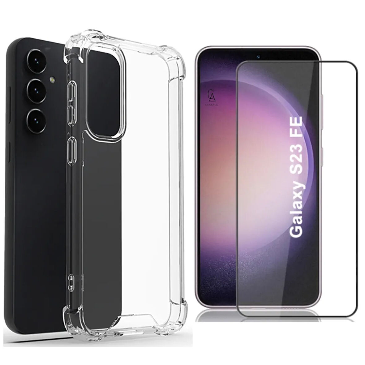 Samsung Galaxy S23 FE Köşe Dolgulu Anti Shock Telefon Kılıfı ve 5d Kırılmaz Cam Ekran Koruyucu