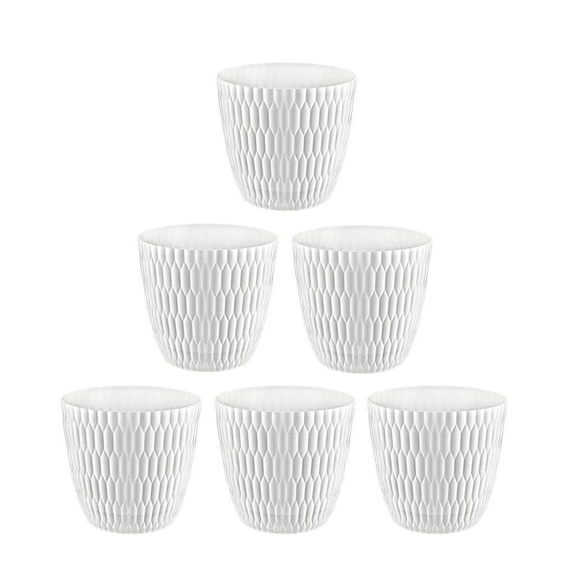 Omnipazar SY-5445 6,5 Lt Beyaz Decora Desenli Saksı 6 Adet 