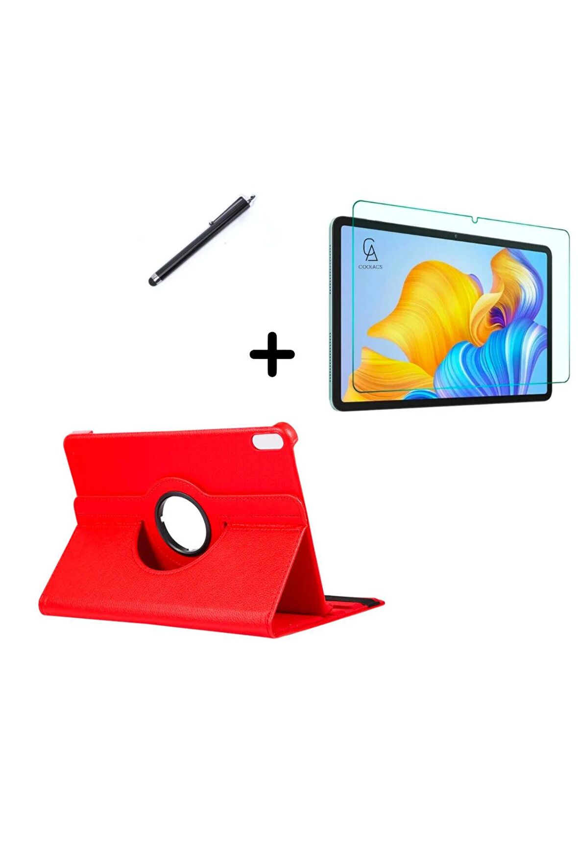 Huawei Matepad 11.5" BTK-W09 Uyumlu 360° Dönebilen Standlı Tablet Kılıfı Ekran Koruyucu ve Kalem Set