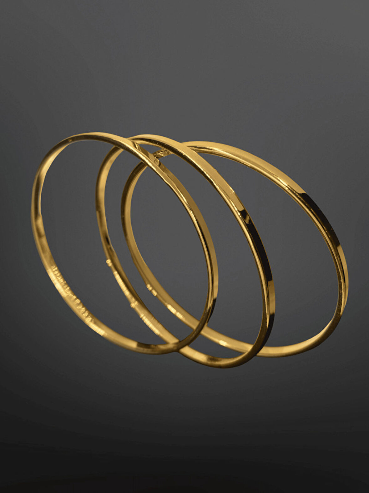 Gold Renk Parlak Ajda Model 316L Çelik Kadın Bilezik | Retro & Modern Tasarım (3 Adet)