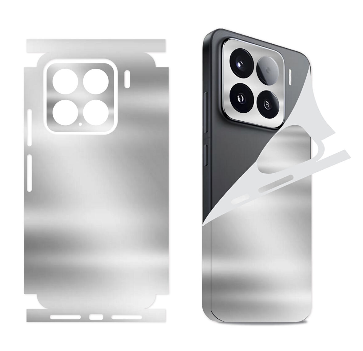 Xiaomi Mi 14T Pro için uyumlu 360 full arka kaplama koruma sticker kılıfsız kullanım- AYNALI GÜMÜŞ