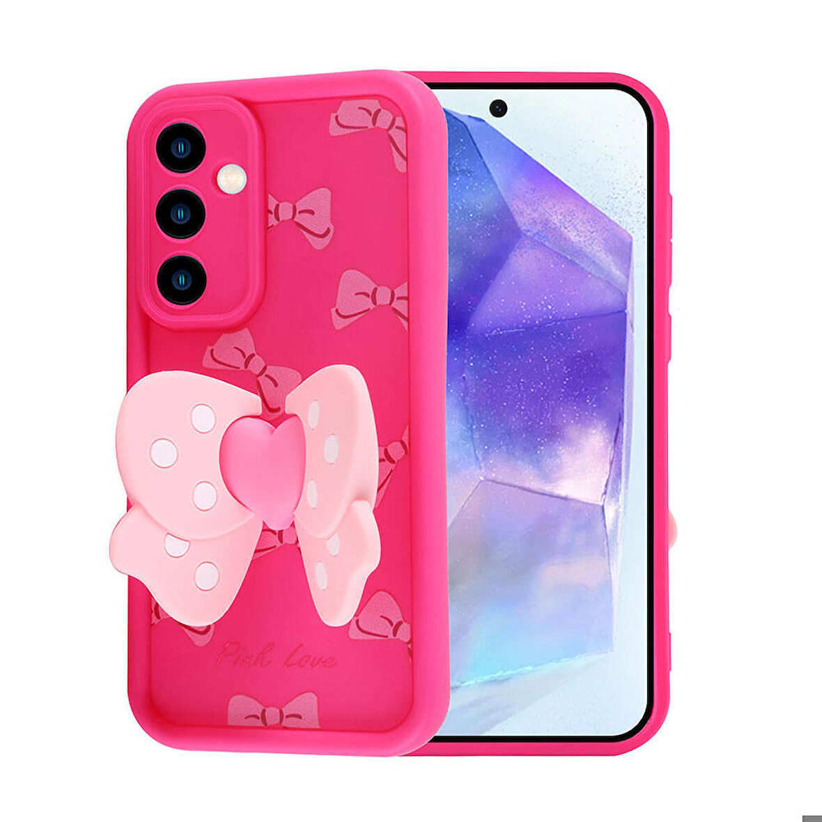 Samsung Galaxy A35 5G Uyumlu Kanatlı Kelebek Figürlü Standlı Kadın Telefon Kılıfı Kapak