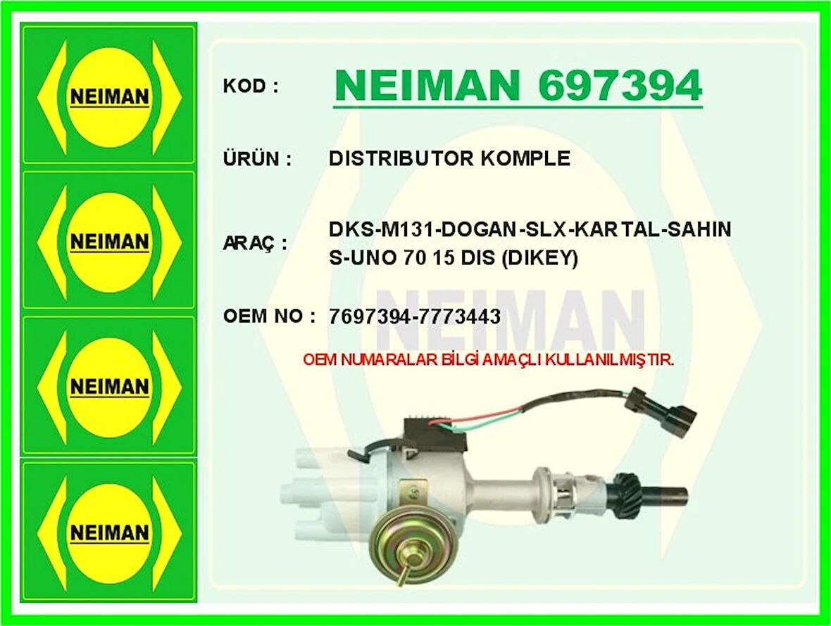 DISTRIBUTOR KOMPLE DOĞAN KARTAL ŞAHIN-M131-DOGAN-SLX-KARTAL-SAHIN S-UNO 70 15 DIS DIKEY 7697394