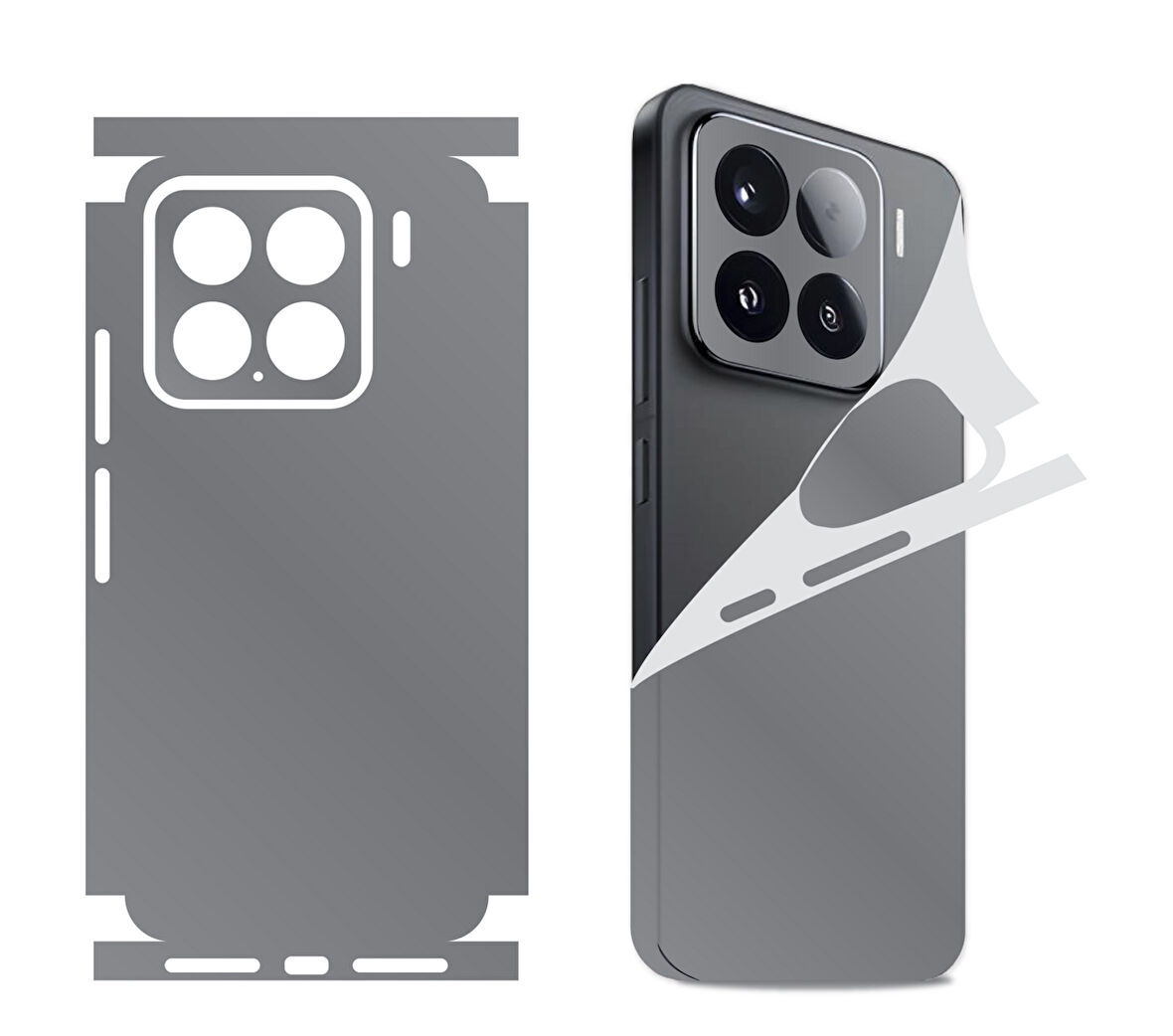 Xiaomi Redmi note 14 için uyumlu 360 full arka kaplama koruma sticker kılıfsız kullanım- GRİ