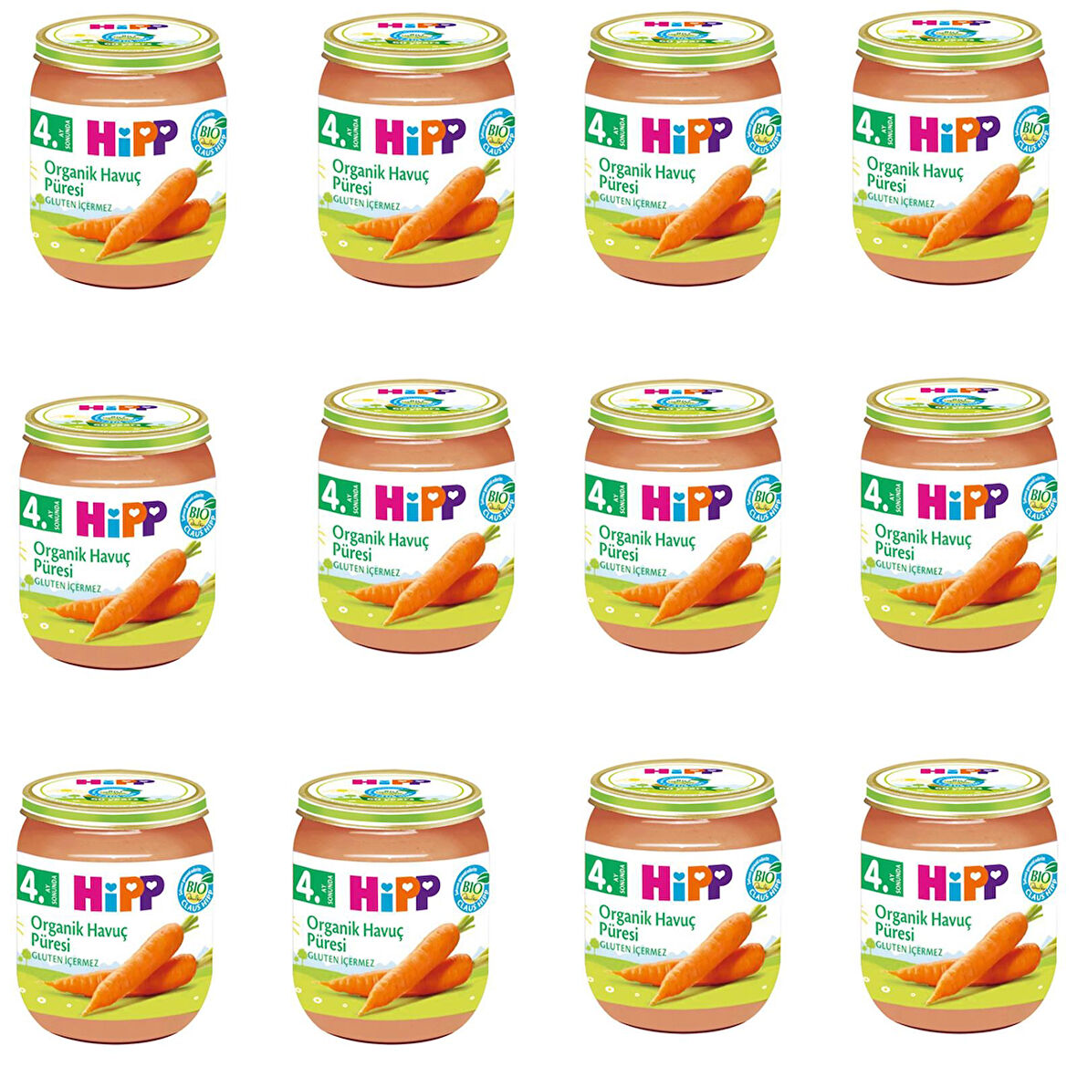 Hipp Kavanoz Maması Organik Havuç Püresi 125 gr 12 ADET
