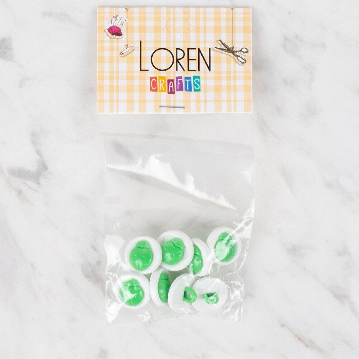 Loren Crafts 8 li Yeşil Uğur Böceği Düğme - 649