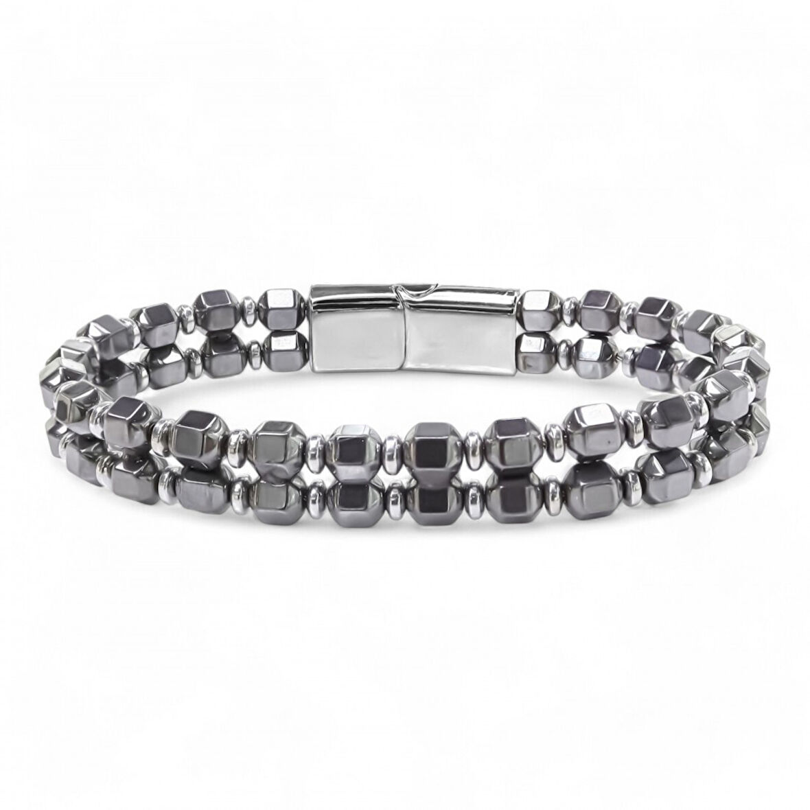  FM Çelik Halatlı Elmas Kesim Hematit Ayarlanabilir Bileklik 31832B20D2 