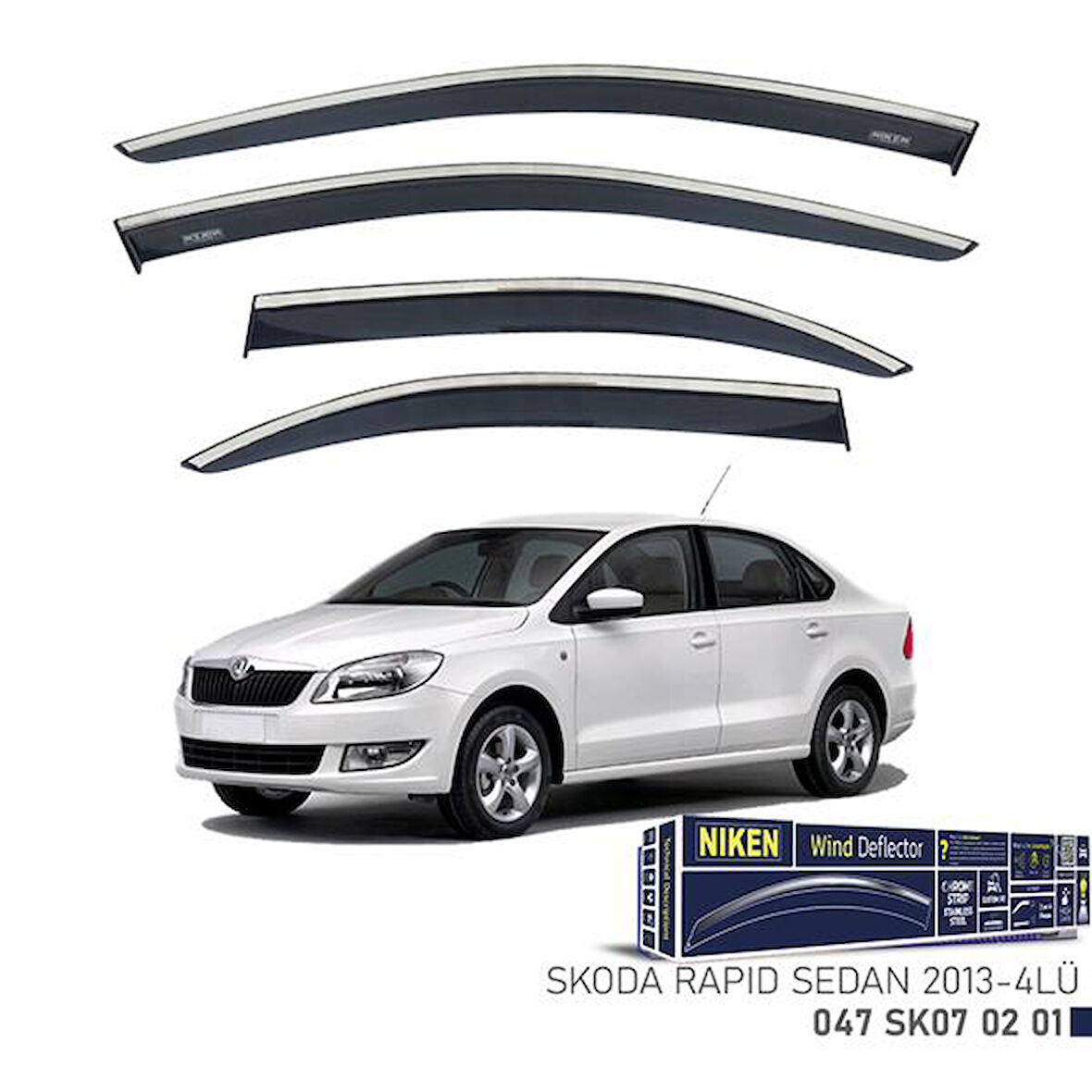 KROMLU CAM RÜZGARLIĞI SKODA RAPID SEDAN 2013- 4LÜ