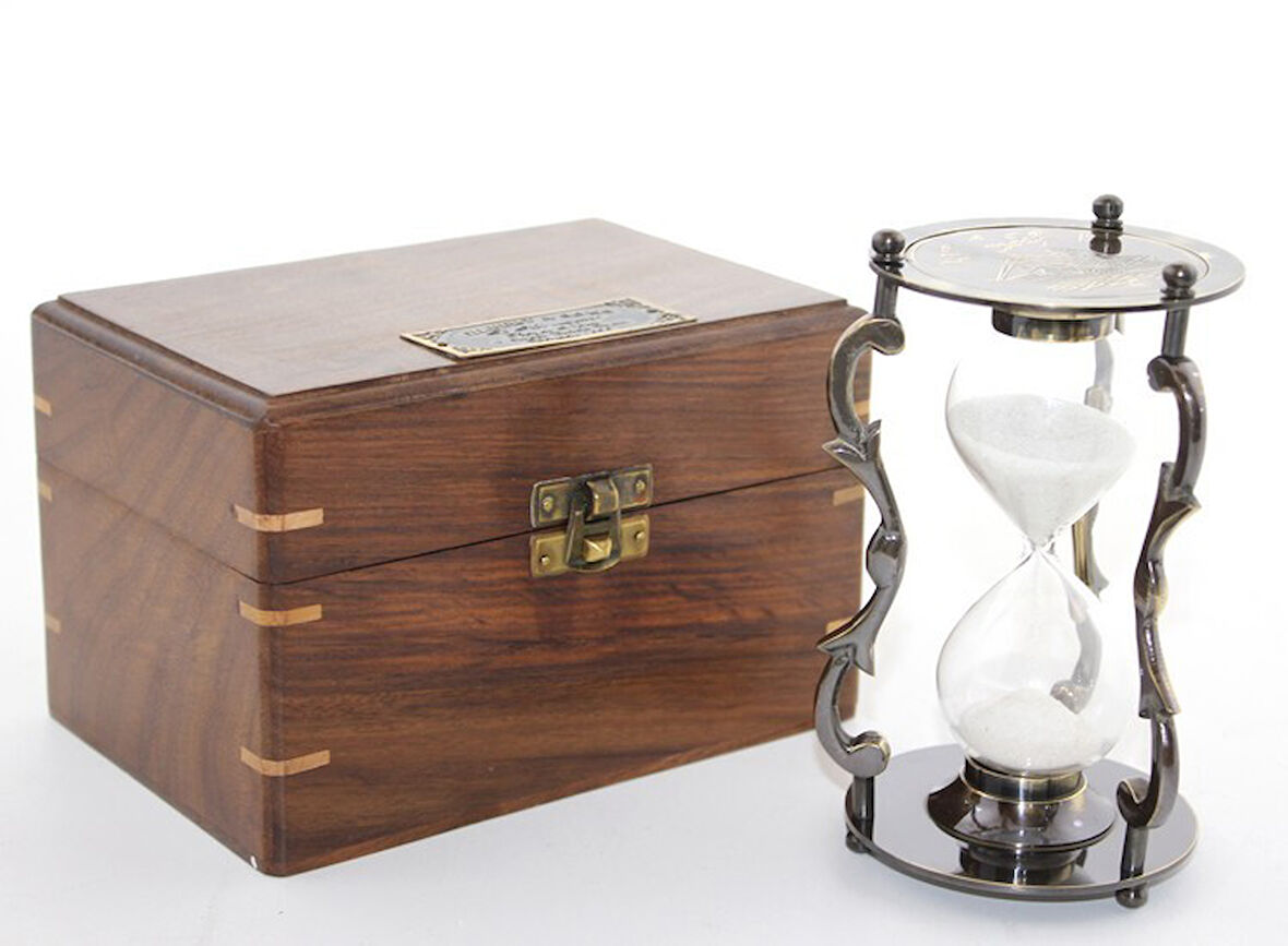 Ahşap Kutulu Pirinç Kum Saati 