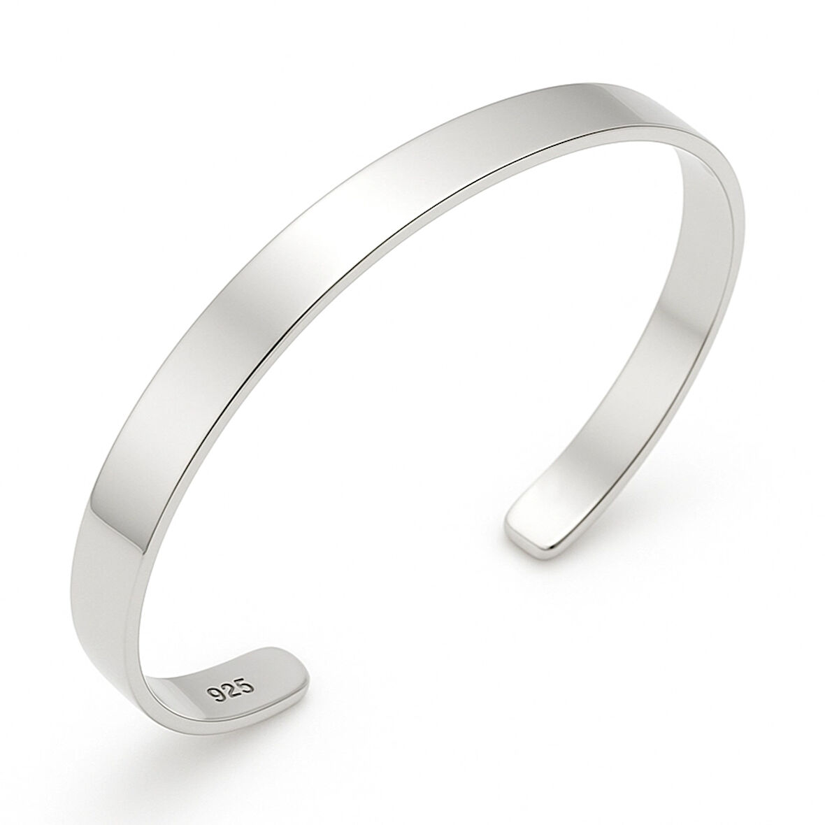 Gümüş Düz Erkek Kelepçe Bilezik