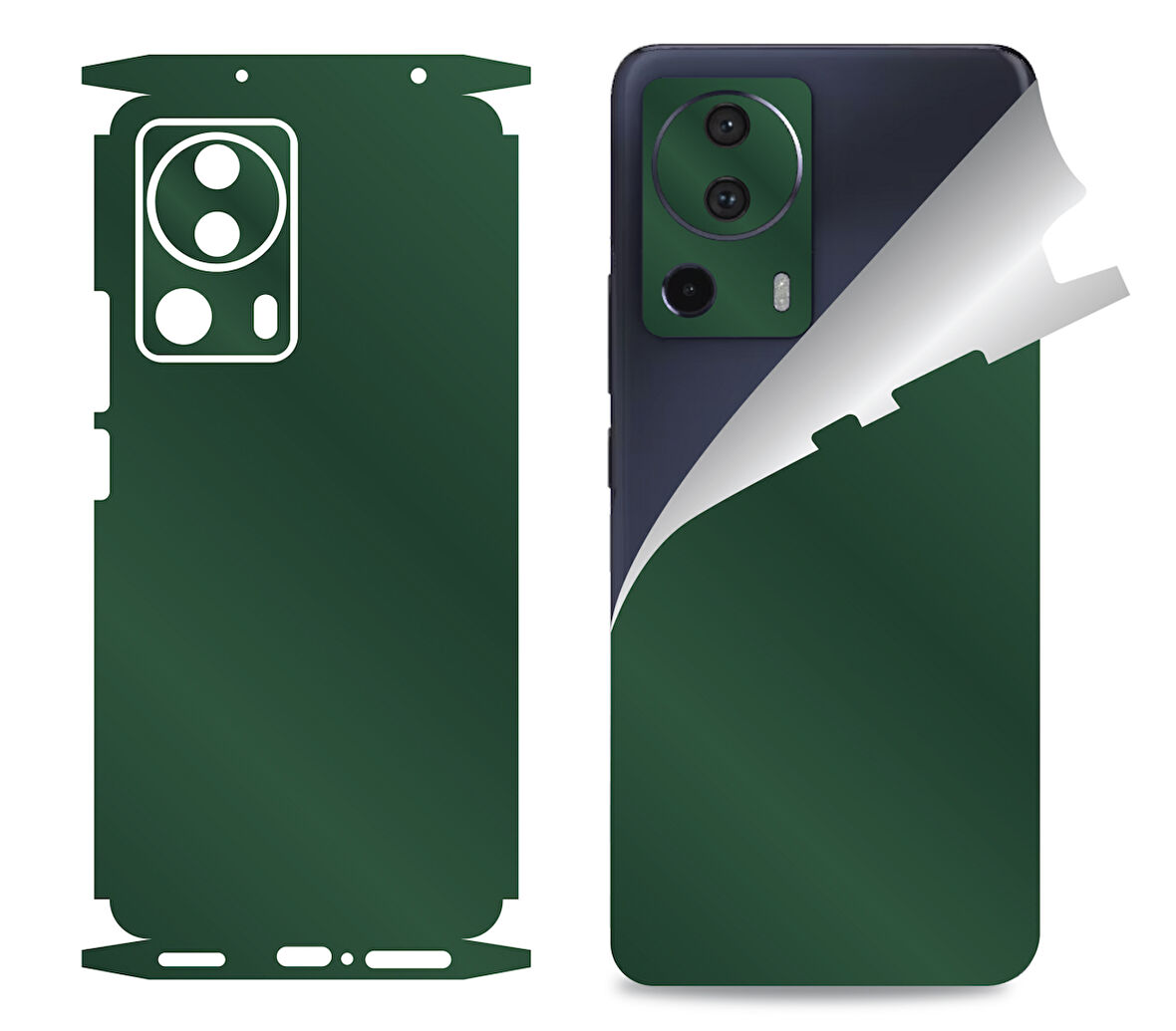 Xiaomi Mi 13 Lite için uyumlu 360 full arka ve yan kaplama koruma sticker MAT YEŞİL
