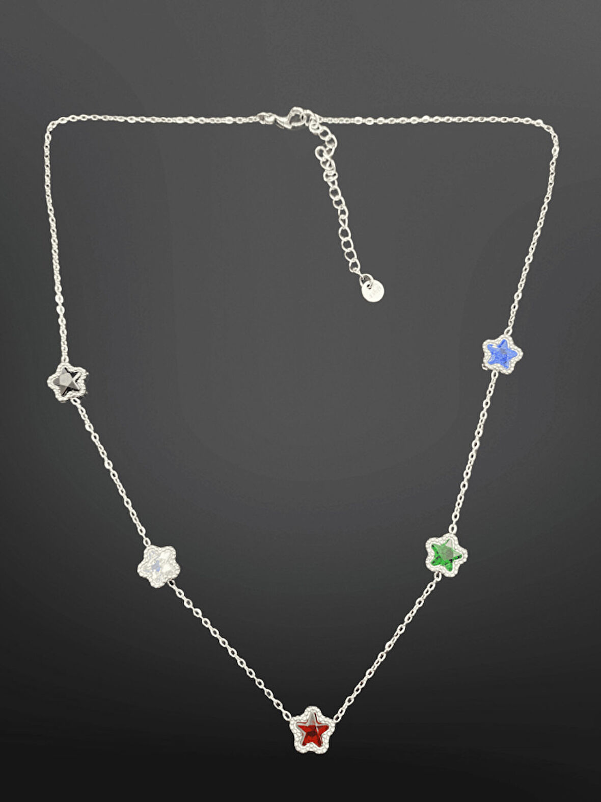 Renkli Yıldız ve Çiçek Figürlü Gümüş Renk 316L Çelik Kadın Kolye | Minimal ve Eğlenceli Tasarım Takı