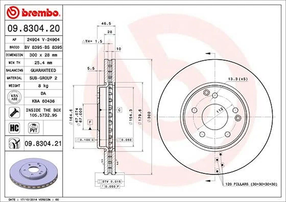 FREN DISKI ON MERCEDES W203 CL203 C209 W210 R170 A2034210512 (2 ADET)