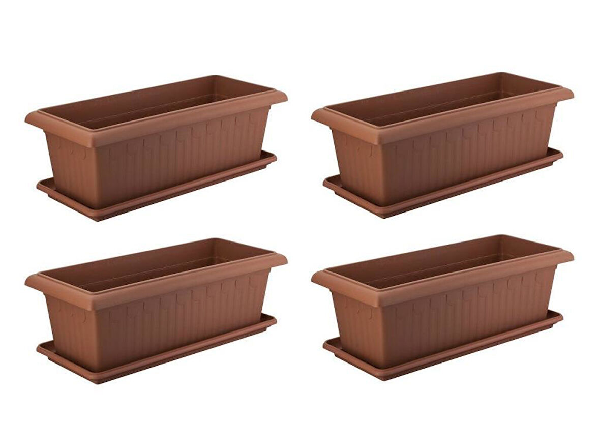 Omnipazar SY-5795 Mega Antik Köşeli Tabaklı Saksı 150 lt Kahverengi 4 Adet