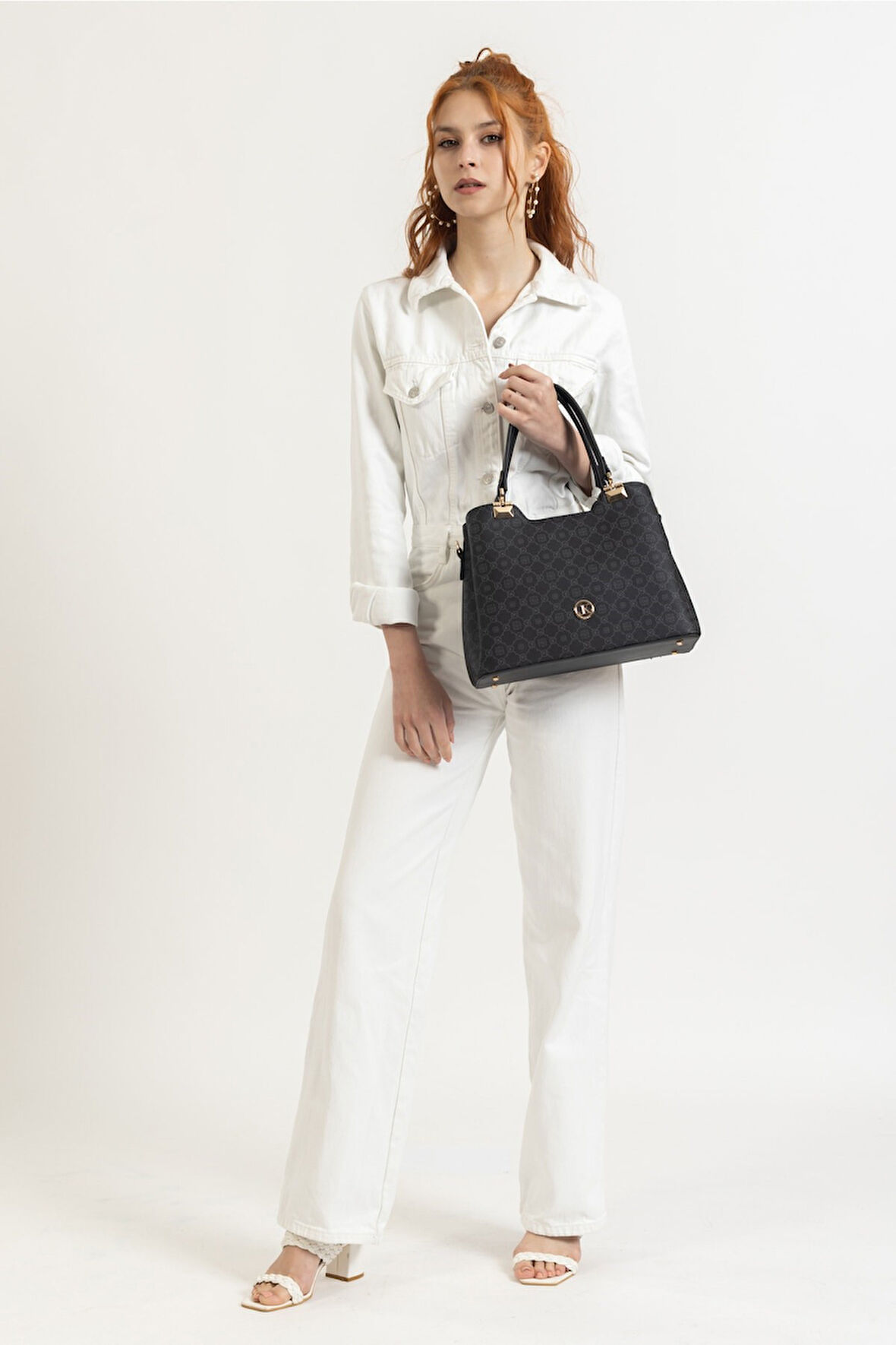 Siyah Gri kadın Uzun Askılı Bölmeli El ve Omuz Çantası