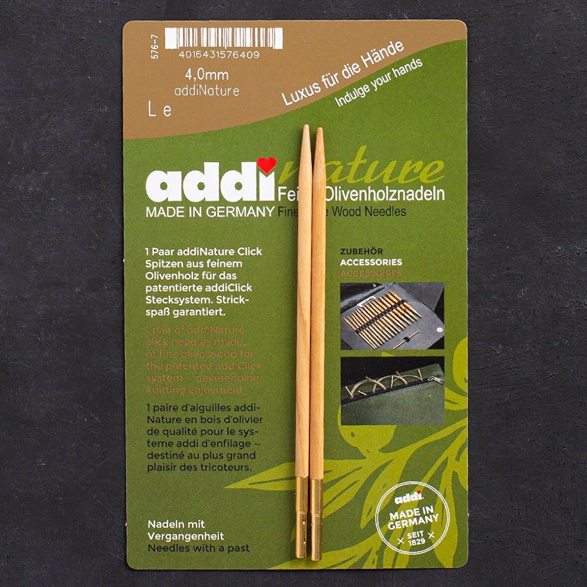 Addi Nature Olive Wood Click 4mm 13cm Misinalı Şiş