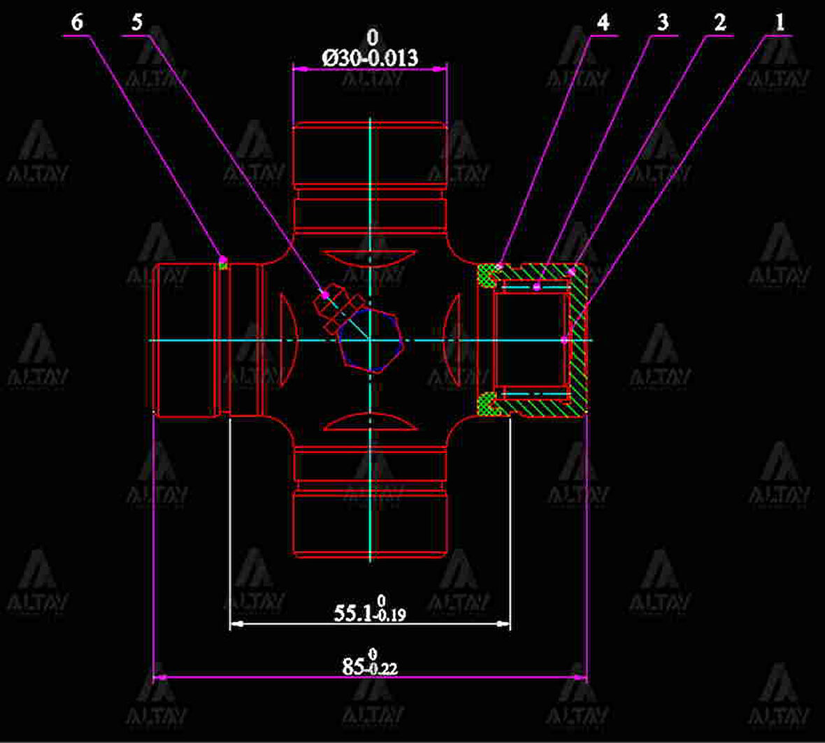 İSTAVROZ MAFSAL (ŞAFT) CANTER 304 / 444 / L-200 2002-2005 4104 ARKA (85MM 10 30MM İÇTEN SEGMAN) GUM 93
