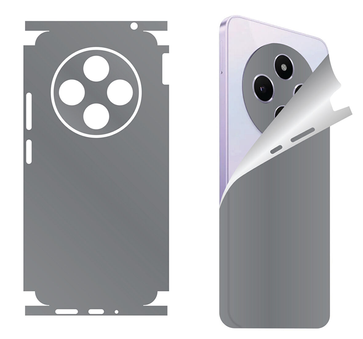Xiaomi Redmi 14c için uyumlu 360 full arka kaplama koruma sticker Kılıfsız kullanım - GRİ