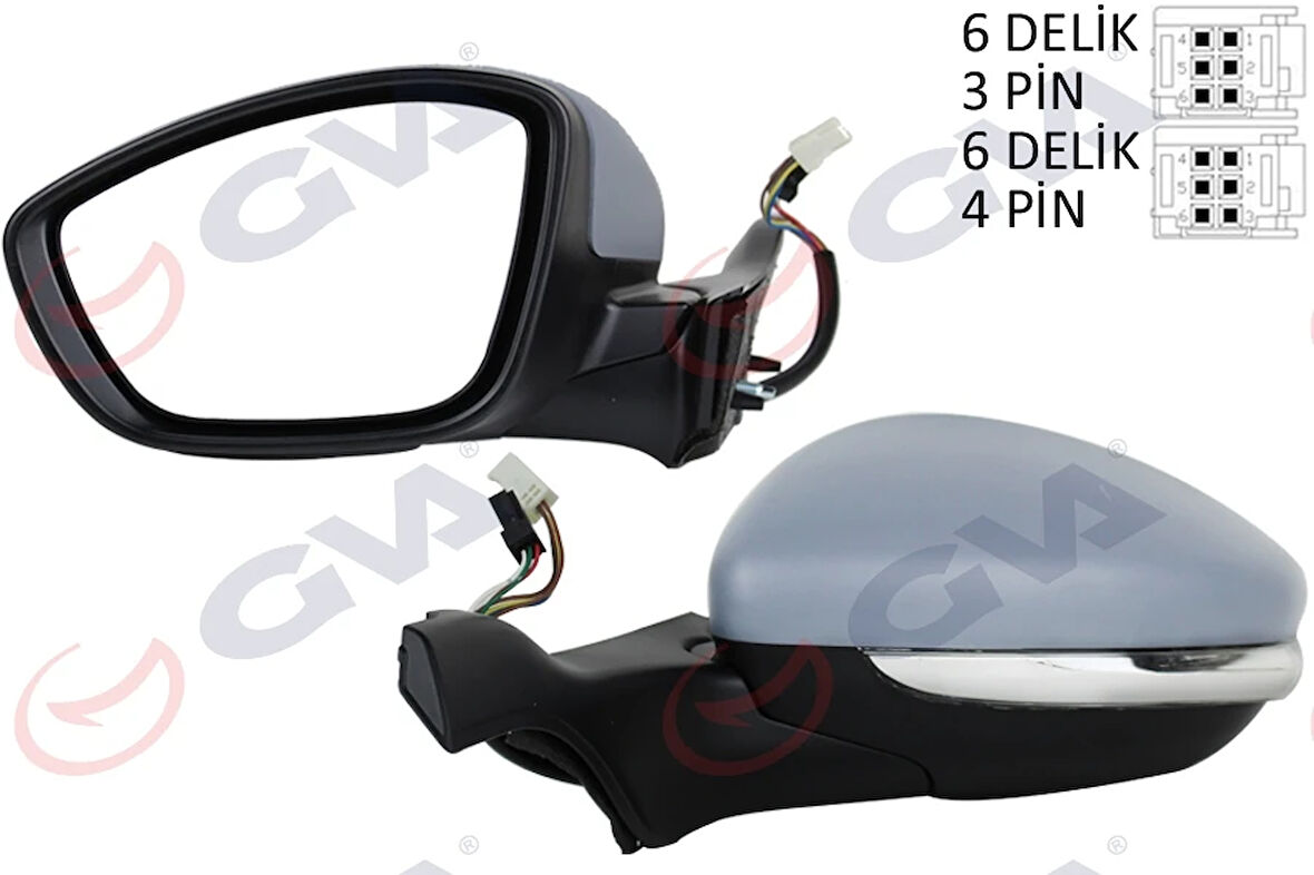 DIŞ DİKİZ AYNASI SOL P2008-P208 2013 ELEKTRİKLİ ISITMALI SİNYALLİ ASTARLI KONVEKS VM-509EHPL 1607511380 1611240280