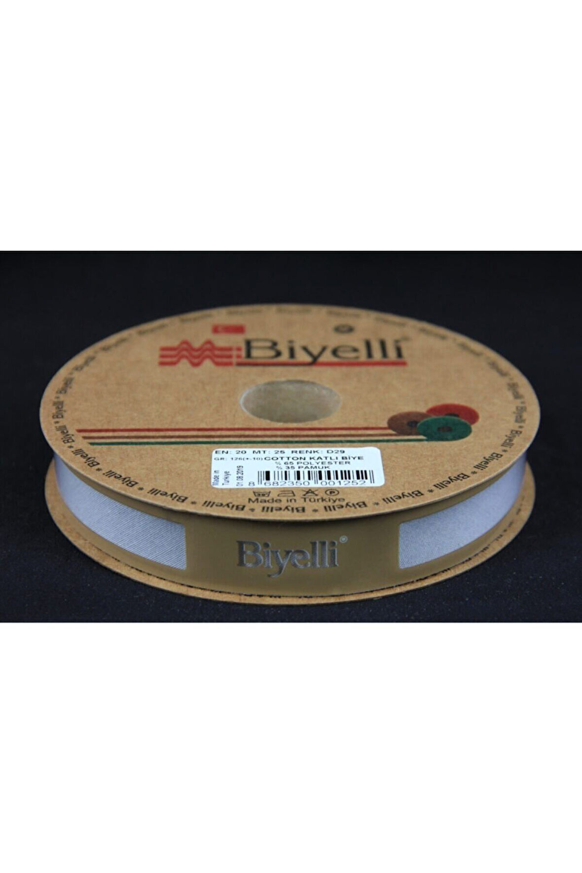 Biye Koton Katlı D29 Gri 2 cm 25 Metre %65 Koton %35 Polyester