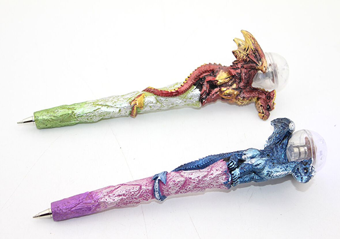 Dragonlu Polyester Işıklı Tükenmez Kalem 