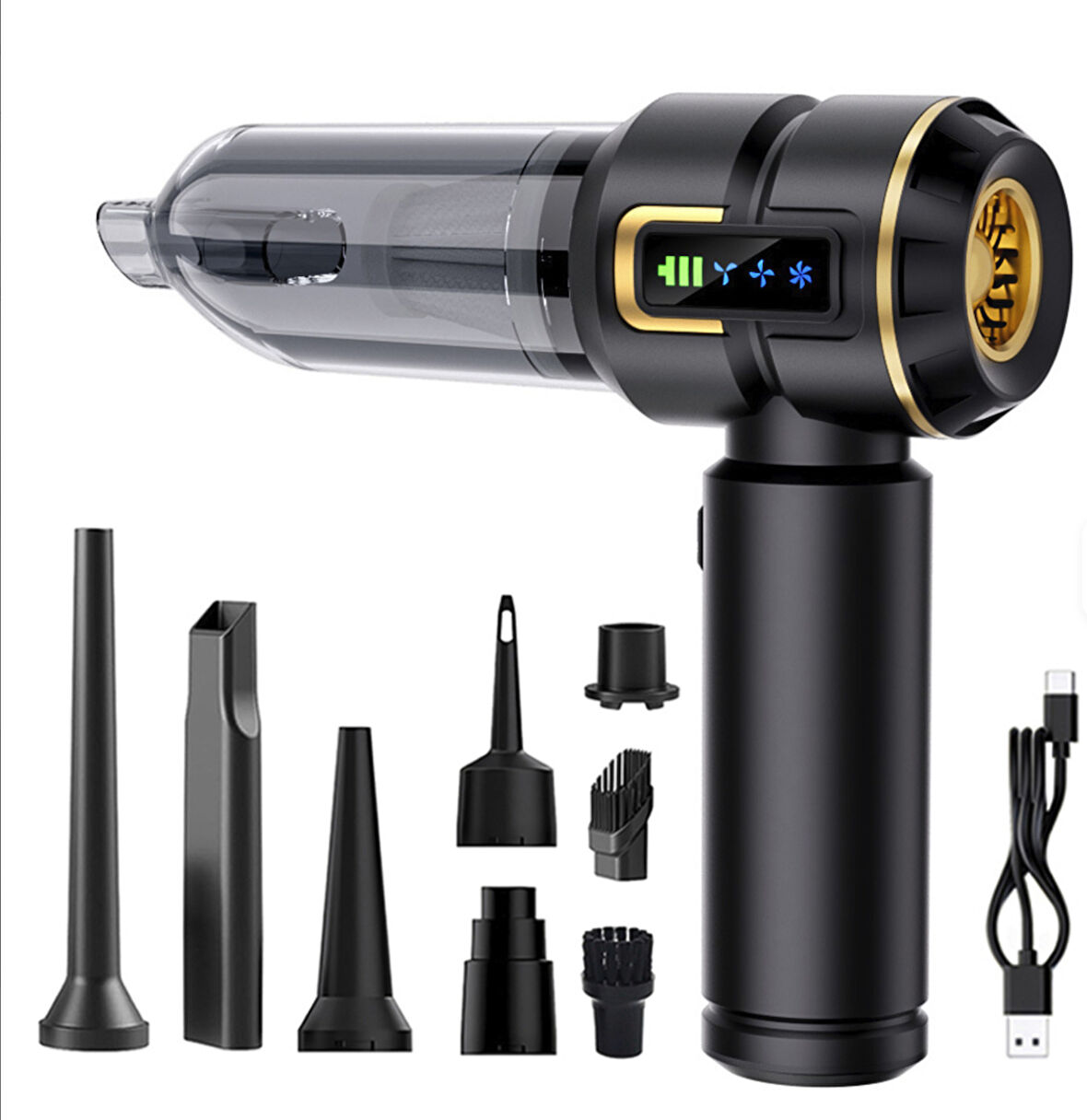 Turbo 16.000 Pa emiş gücü uzun şarj süreli araç süpürgesi ev araba şarjlı süpürge