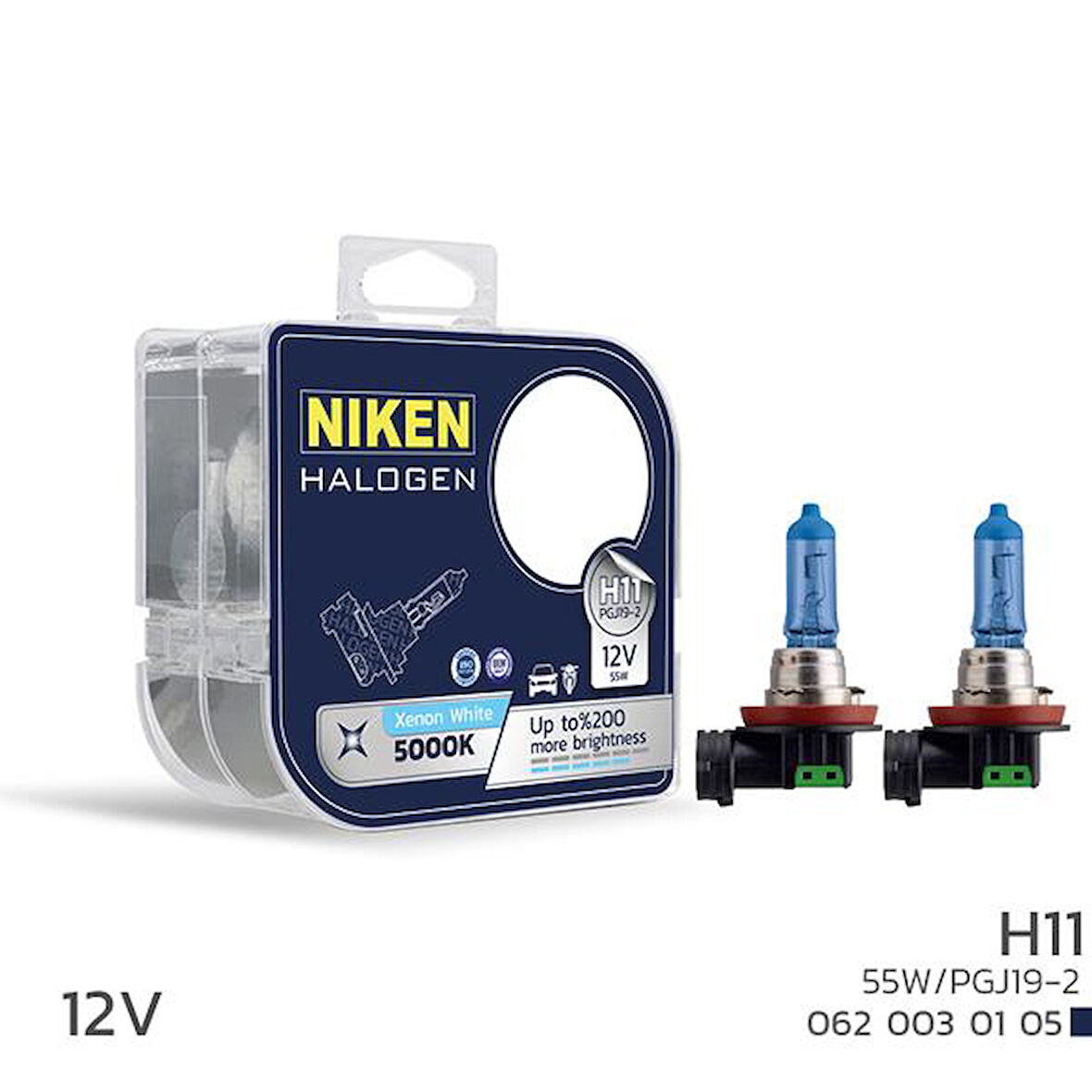 NIKEN 125 H11 55W BEYAZ IŞIK AMPUL PG319-2 5000K UNIVERSAL