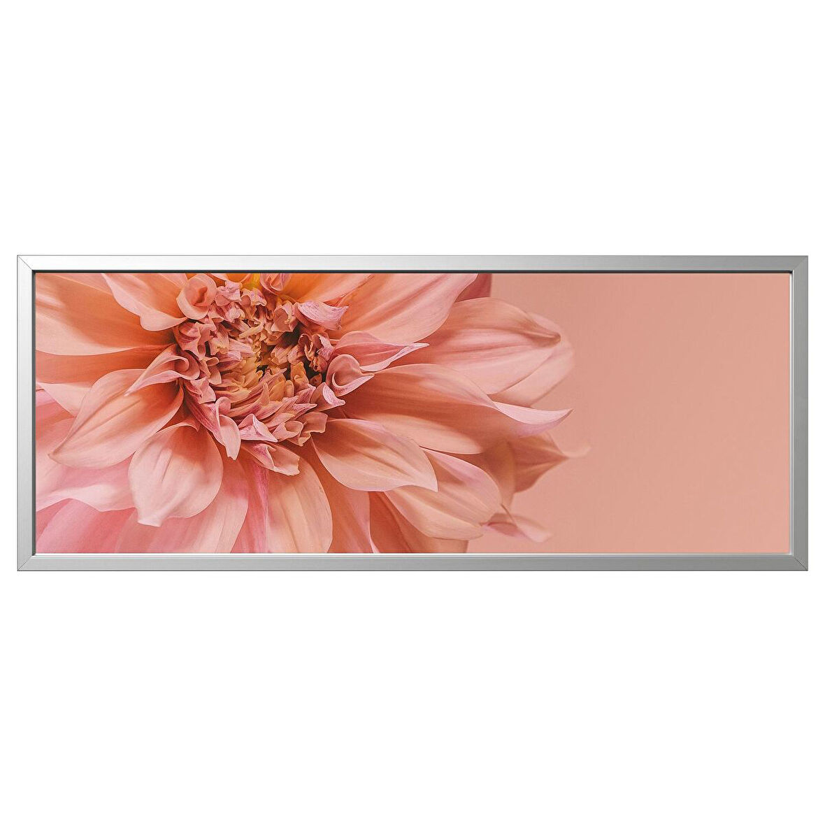 Çerçeveli resim, çok renkli, 140x56 cm, pembe çiçekler, alüminyum rengi