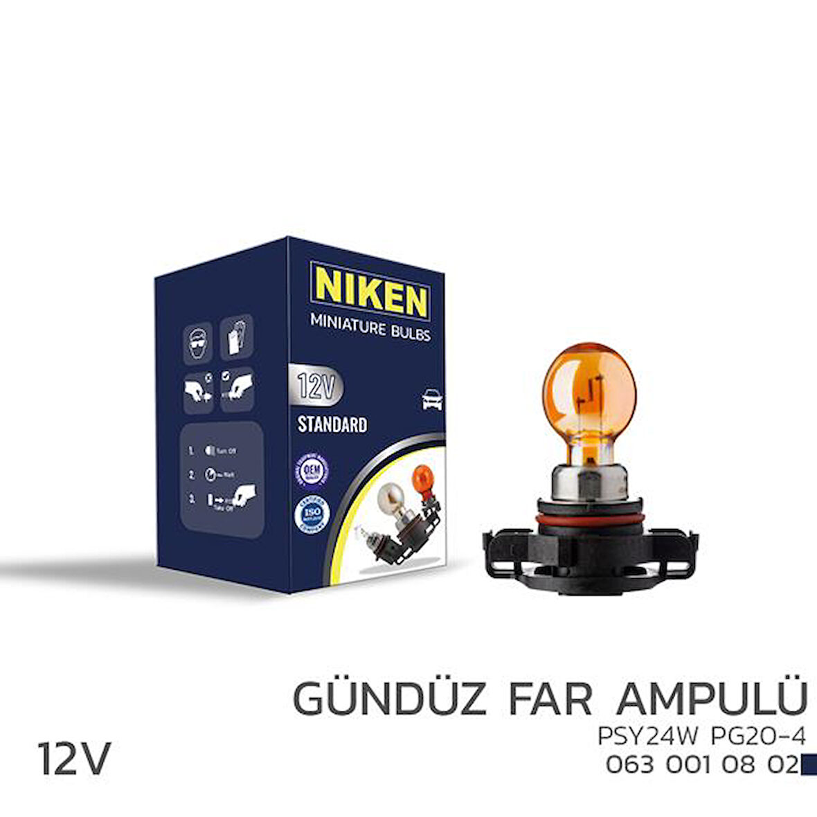 NIKEN 125 PSY24W GÜNDÜZ FAR AMPULÜ PG20-4 AMB 10L UNIVERSAL (10 ADET)