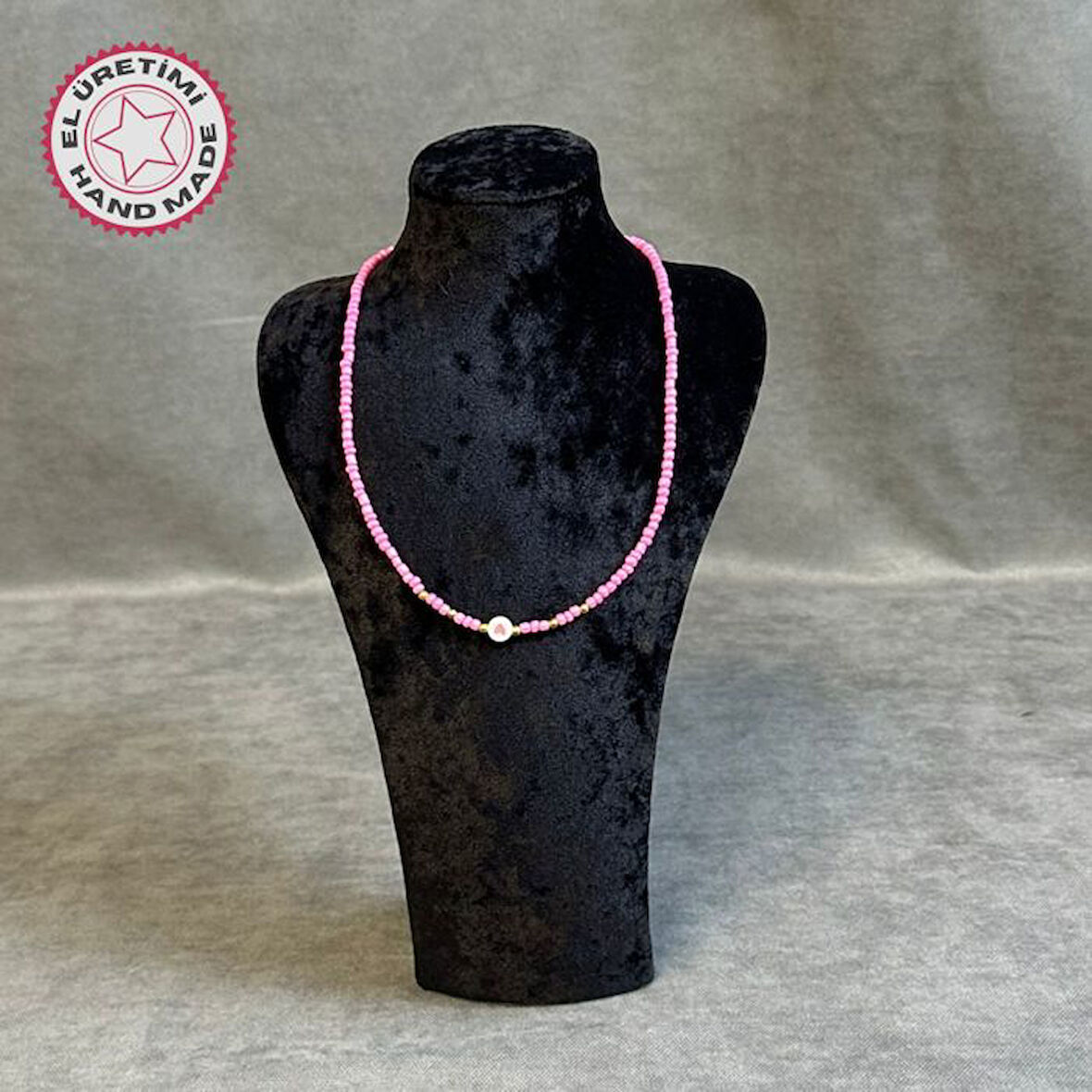 Uretti - Tuğba 9352 8102 El Yapımı Pembe Kum Boncuk Kız Çocuk Kolye