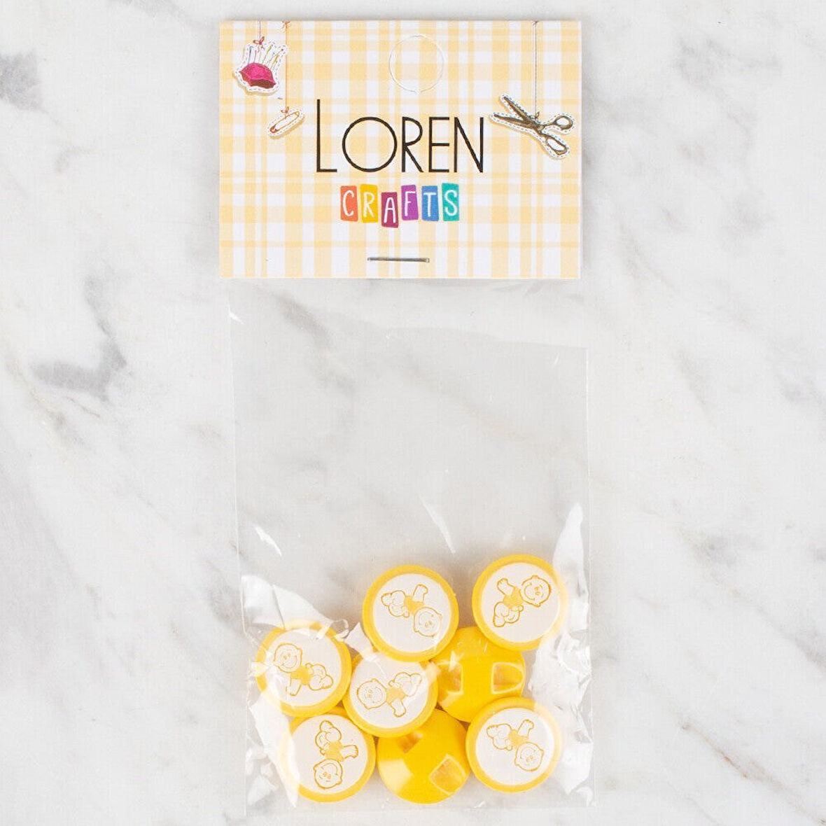 Loren Crafts 8 li Sarı Bebek Düğme - 378