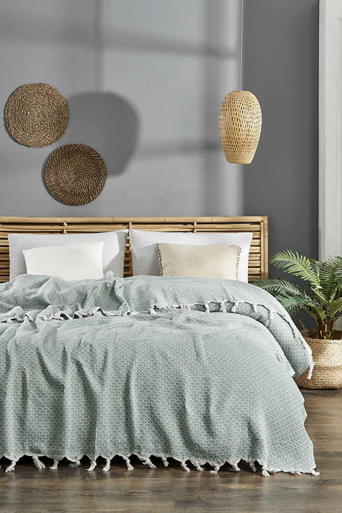 Çift Kişilik Yatak Pikesi Deniz Yeşil 200 x 230 Cm