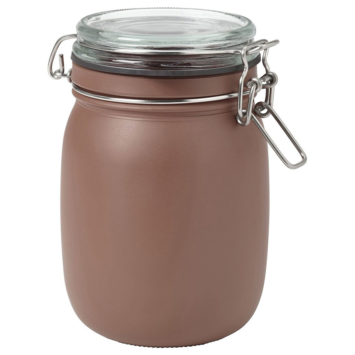 Kapaklı cam kavanoz, kahverengi-kırmızı, 1 lt