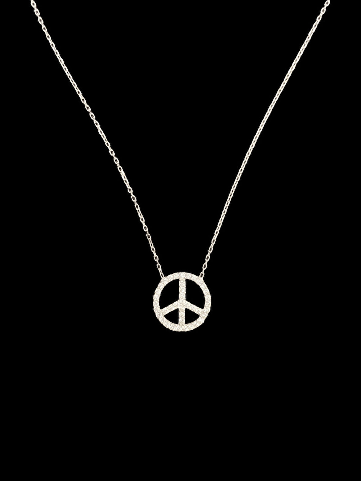 925 Ayar İthal Gümüş Barış Sembolü Model Kolye Şık ve Anlamlı Tasarım Hediye