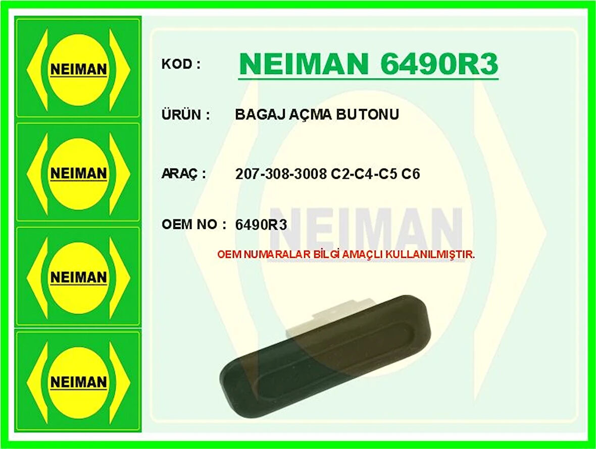 BAGAJ AÇMA BUTONU 207-308-3008 C2-C4-C5 C6 6490R3