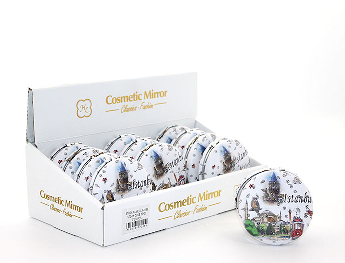 Taşlı İstanbul Tasarımı El Aynası Kalın Model 8 