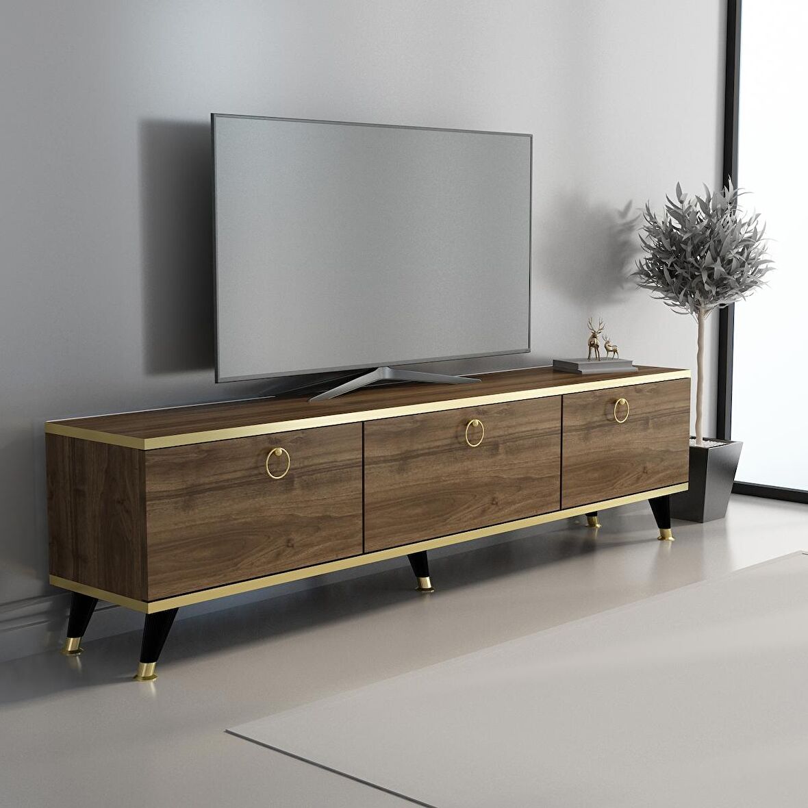 MOBİLYA GEZEGENİ ELİTE GOLD TV ÜNİTESİ Ceviz - GOLD 150 CM