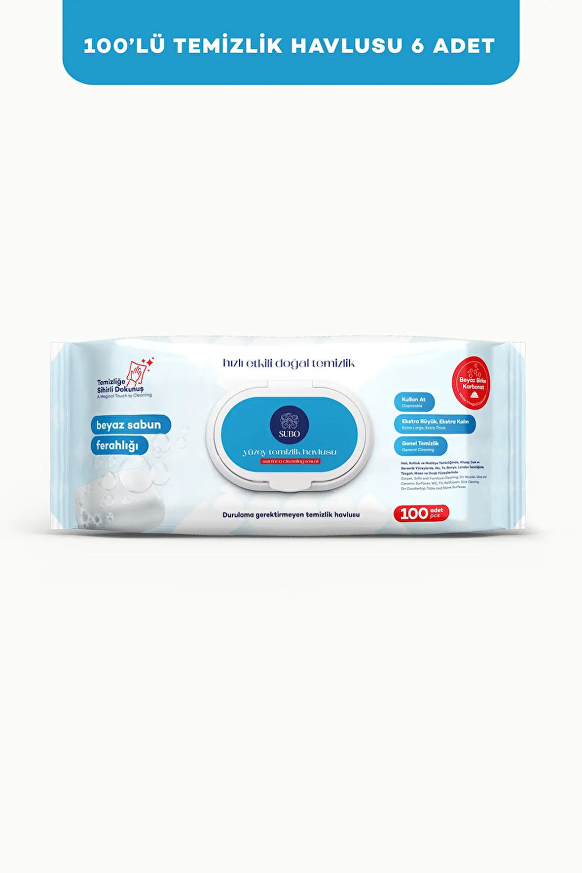 SUBO YÜZEY TEMİZLİK HAVLUSU 100 'LÜ SABUN FERAHLIĞI 6X100
