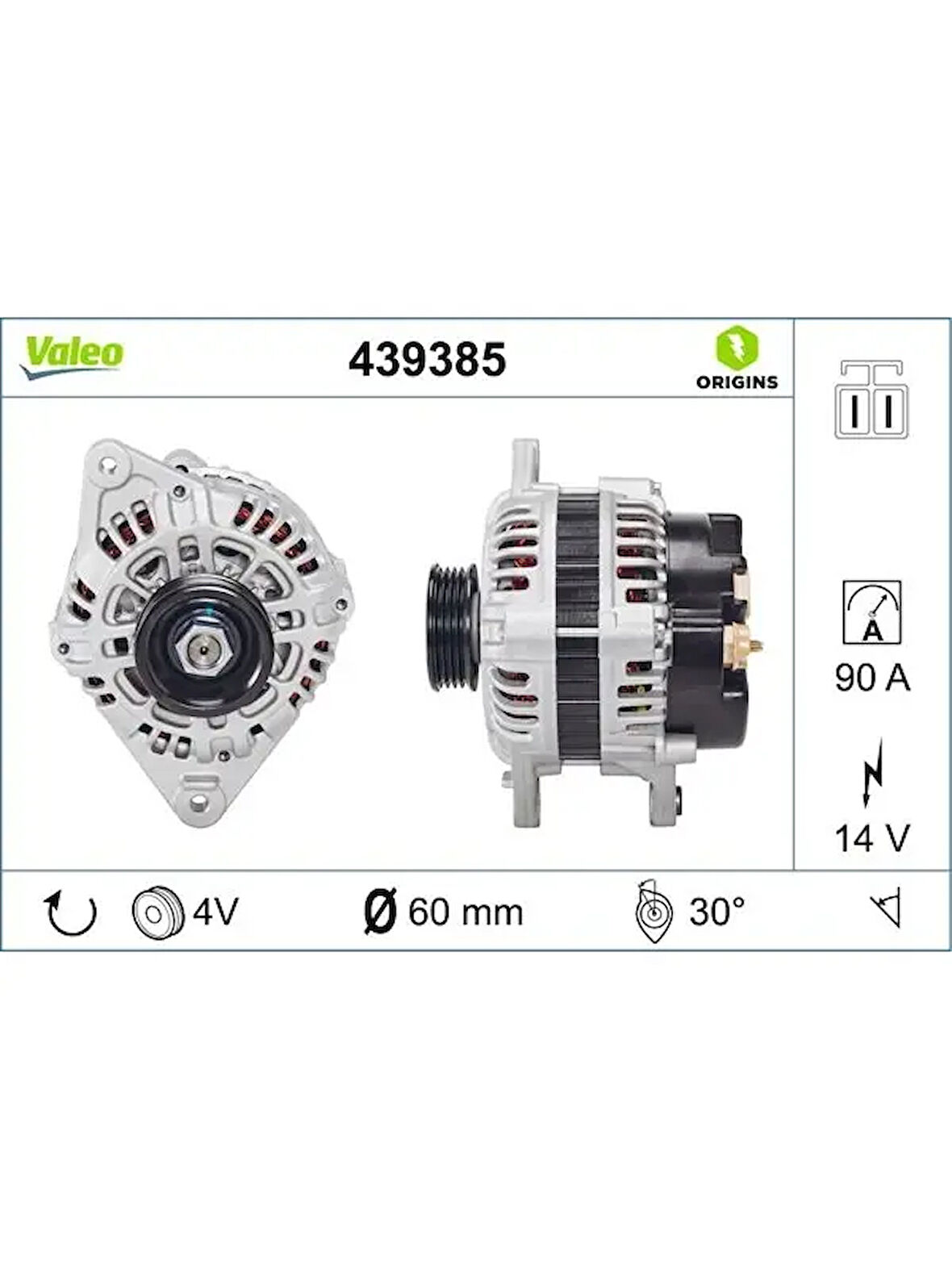 ALTERNATOR 12V 90A HYUNDAI ACCENT 1,3-1,5 1994-2000 ELANTRA 1,6 1996-