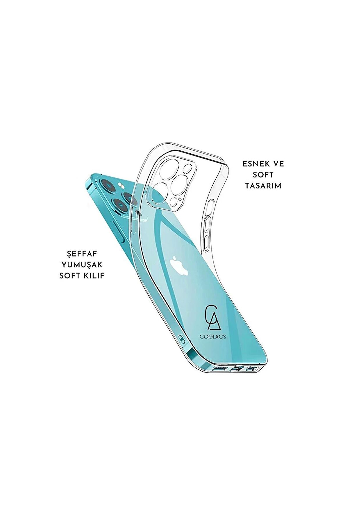 Apple iPhone 15 ile Uyumlu Kılıf Şeffaf Esnek Silikon Telefon Kılıfı Kapak