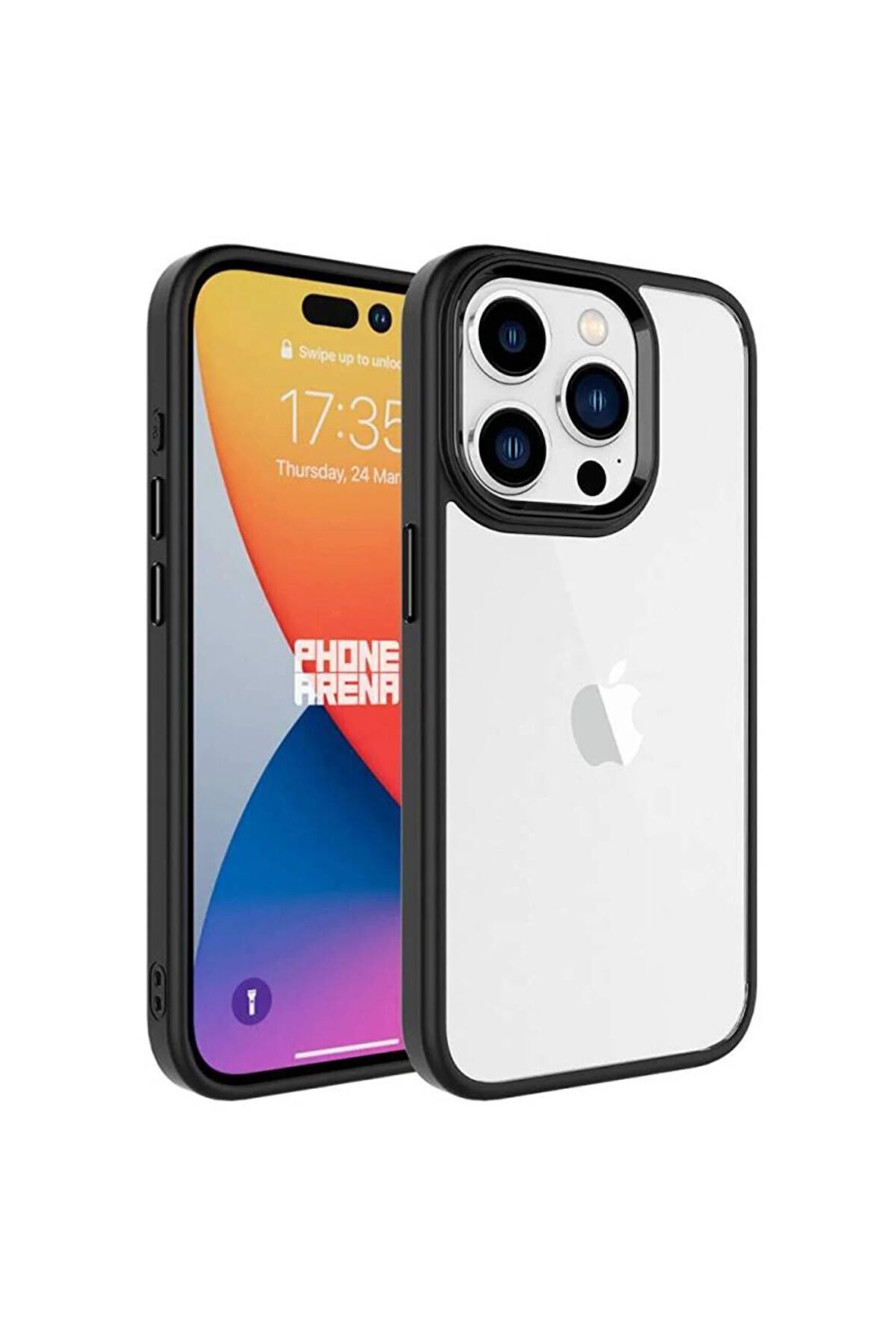 Apple iPhone 15 Pro Max ile Uyumlu Kılıf Şeffaf Arka Yüzey Renkli Kenar Çerçeve Telefon Kılıfı Kapak