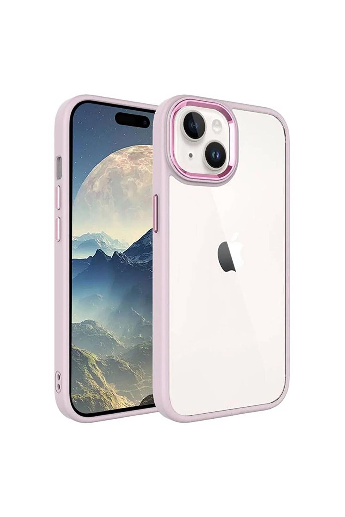 Apple iPhone 15 Plus ile Uyumlu Kılıf Şeffaf Arka Yüzey Renkli Kenar Çerçeve Telefon Kılıfı Kapak