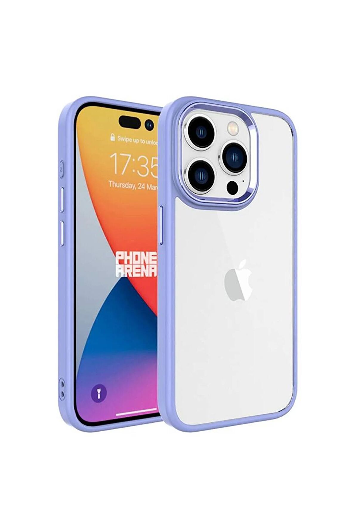 Apple iPhone 15 Pro ile Uyumlu Kılıf Şeffaf Arka Yüzey Renkli Kenar Çerçeve Telefon Kılıfı Kapak